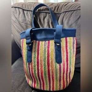 Lucky Brand straw/raffia shoulder bag with adjustable canvas straps